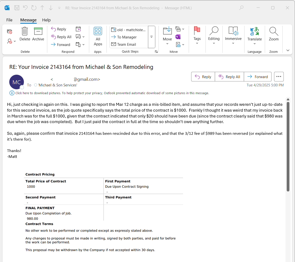 Invoice Inquiry Follow-up