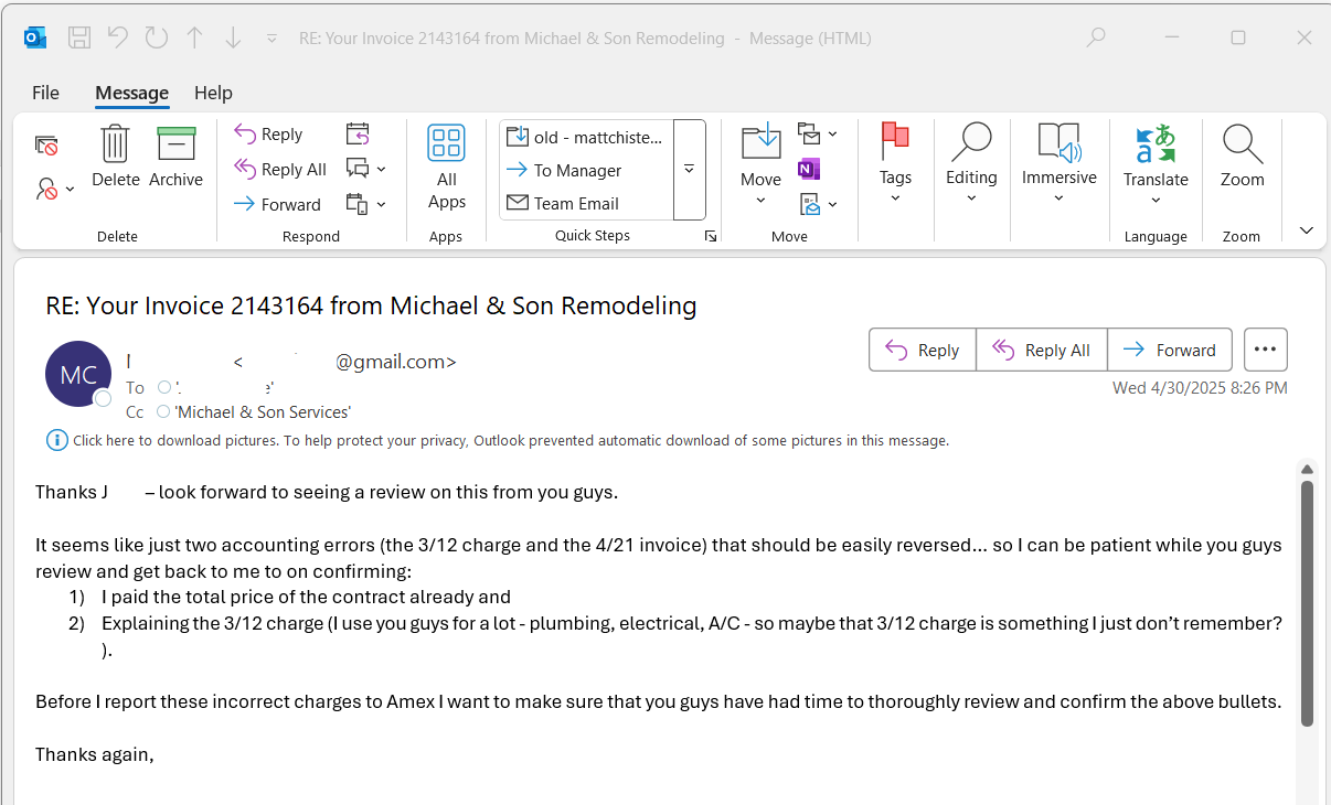 Invoice Inquiry Response