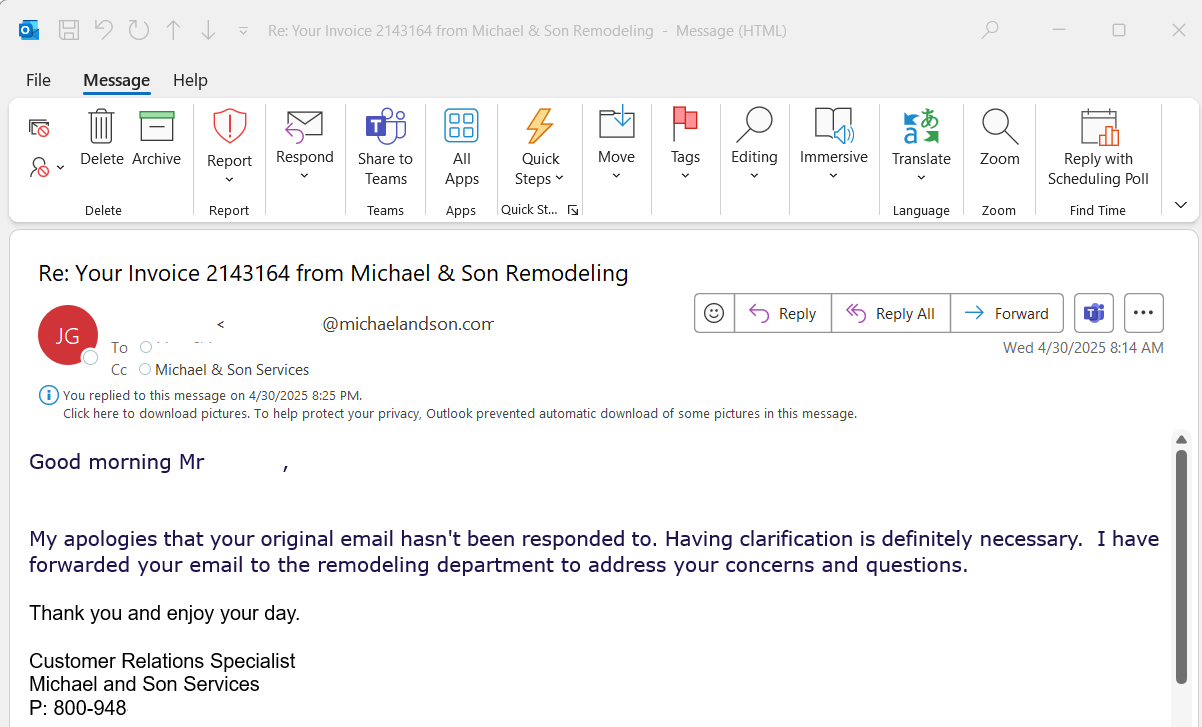 Invoice Inquiry Reply
