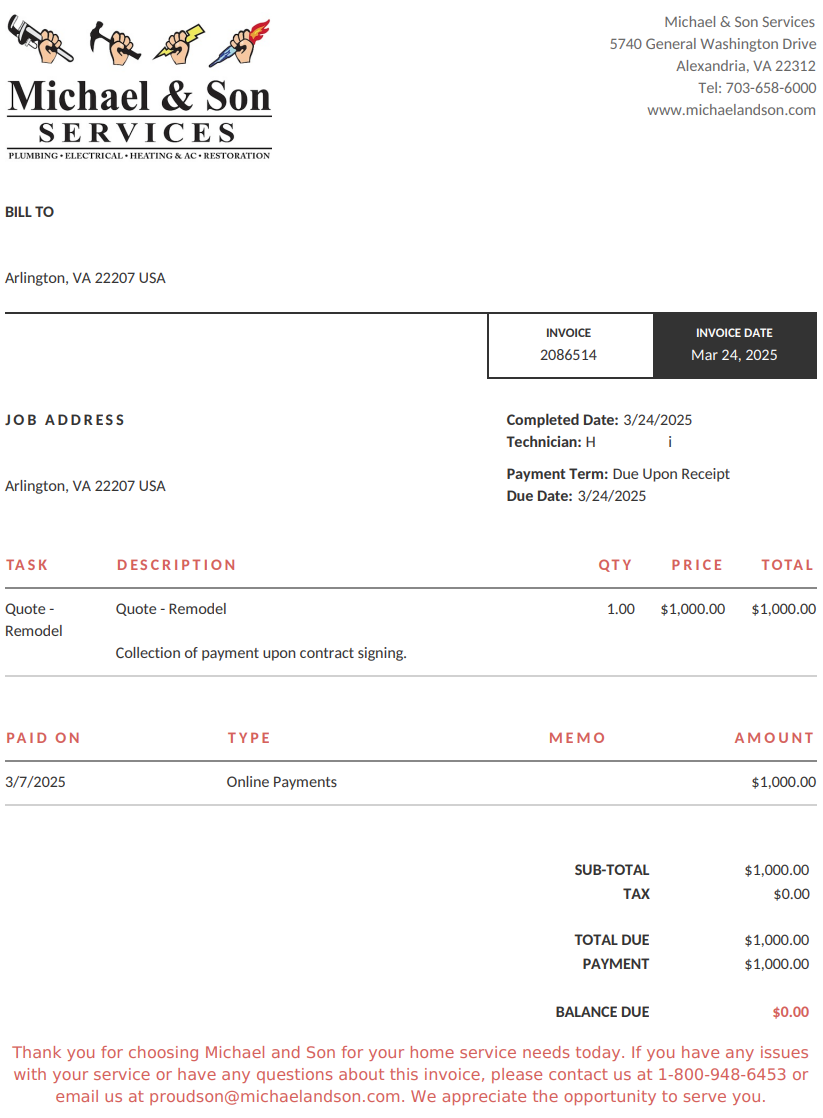 Invoice Payment Confirmation