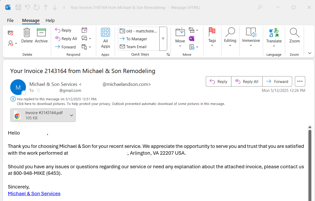 Second Invoice Again