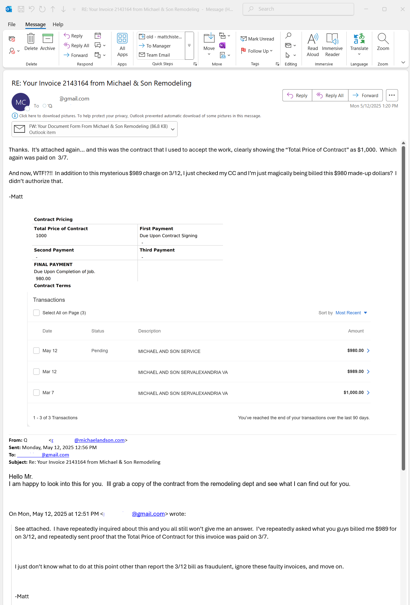 Second Invoice Responses